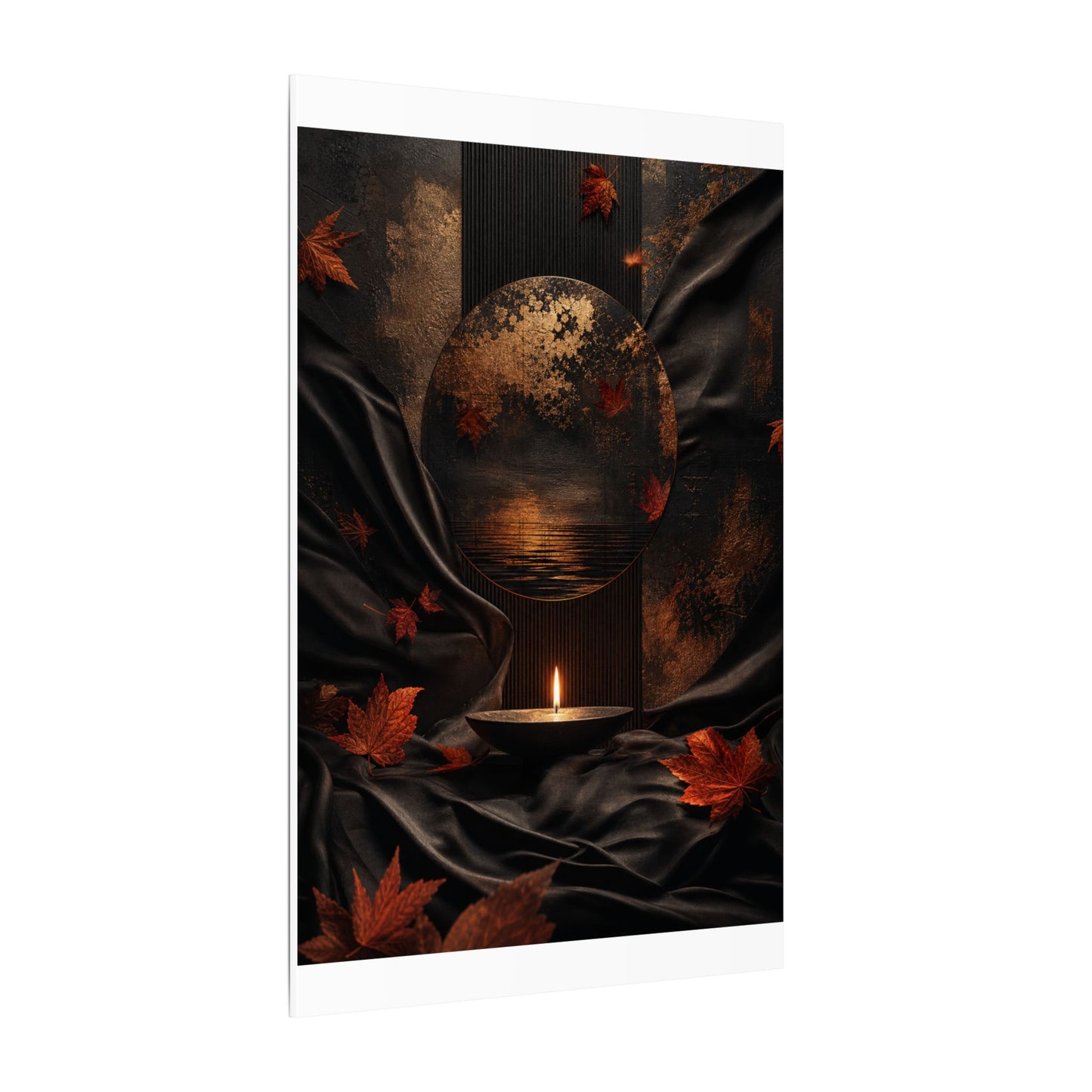 Silk Drape Autumn Canvas Art | Dark Japandi Moody Design