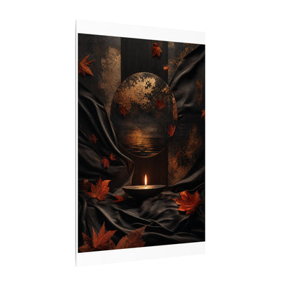 Silk Drape Autumn Canvas Art | Dark Japandi Moody Design