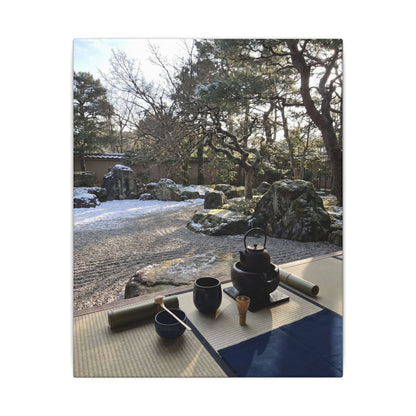 Winter Tea Ceremony Karesansui Canvas Art | Serene Decor