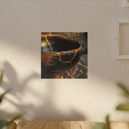 Kintsugi Ceramic Bowl in Golden Hour | Gold Vein Canvas Art