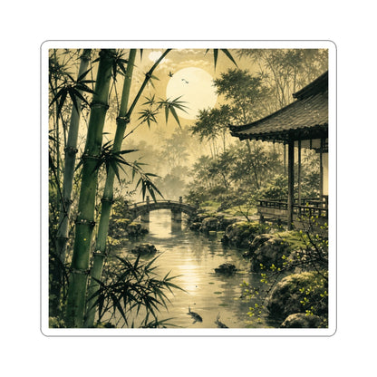 Datsuzoku Moonlit Garden Sticker - Zen Sumi E