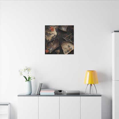 Broken Pottery Gold Vein Canvas Art | Philosophical Kintsugi Art