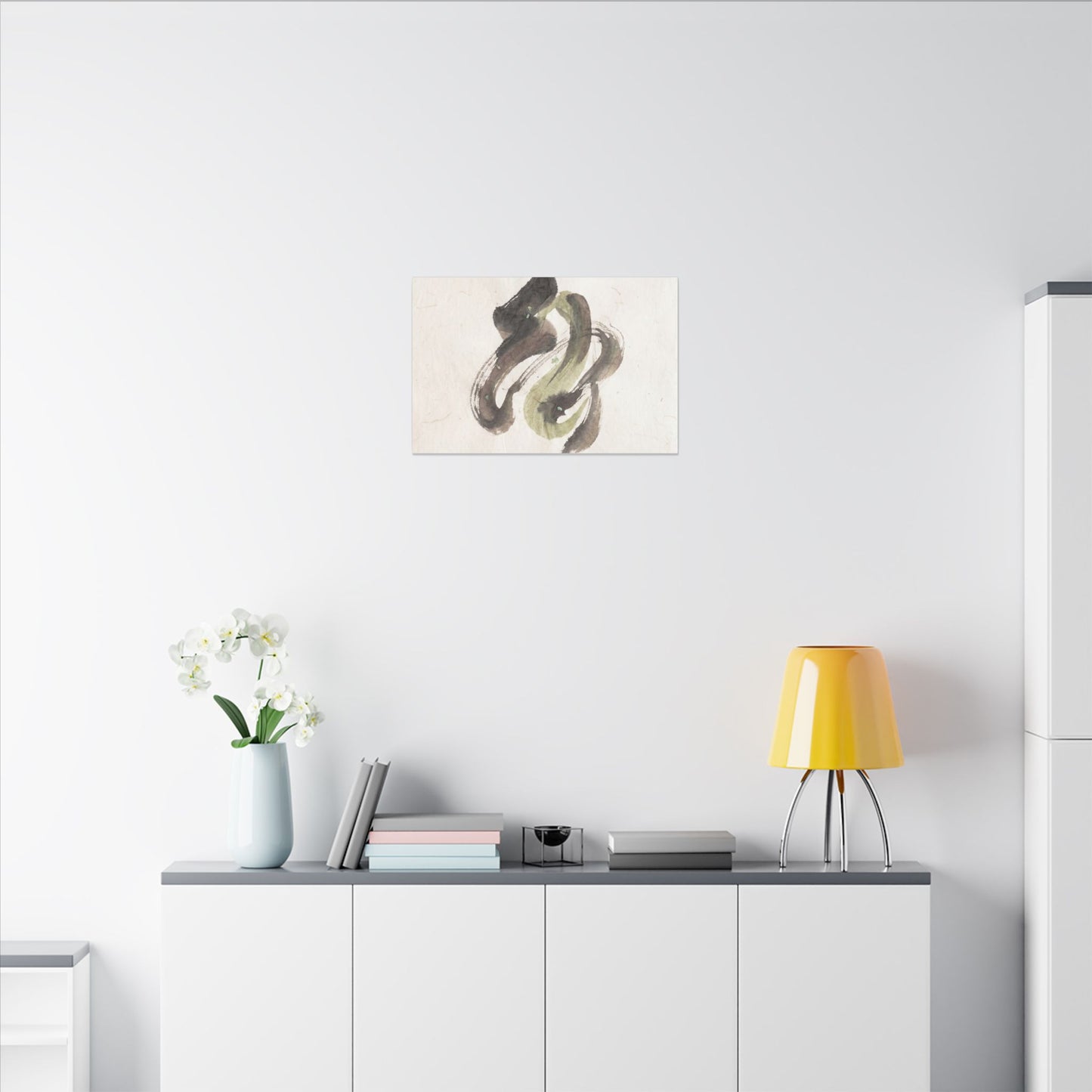 Ink Brushstroke Canvas Art | Spring Japandi Japanese Pattern Art