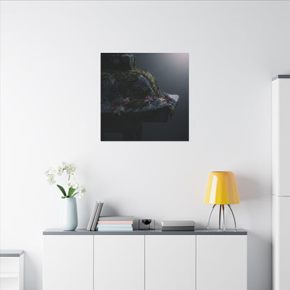 Stone Lantern Moody Minimal Canvas Art | Sophisticated Dark Japandi Art