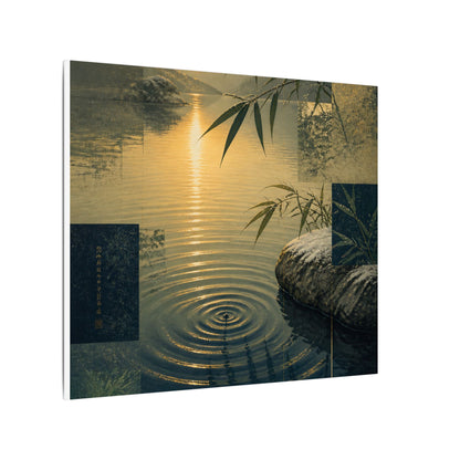 Zen Water Ripple in Golden Hour | Ukiyo E Inspired Canvas Art