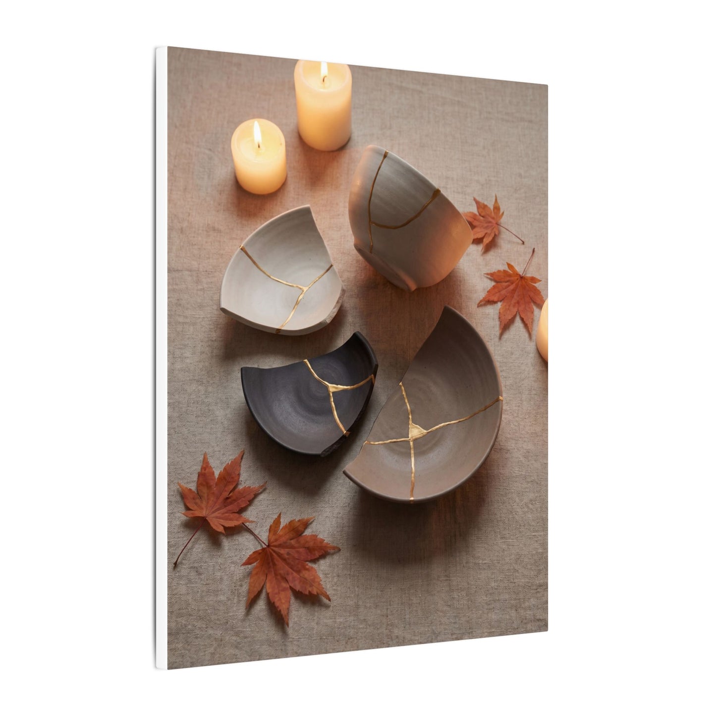 Candlelight Broken Pottery Canvas Art - Japandi Ma