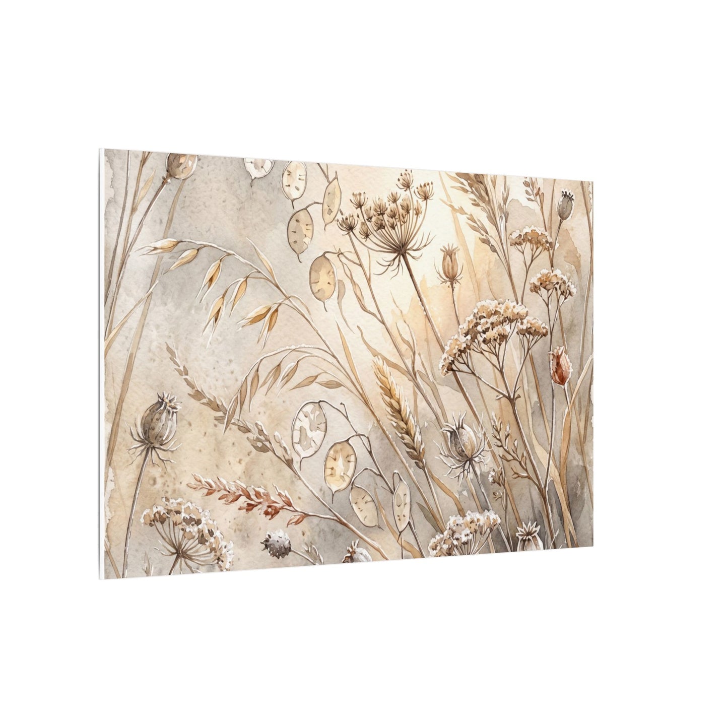 Winter Dried Flowers Watercolor Canvas Art | Warm Decor