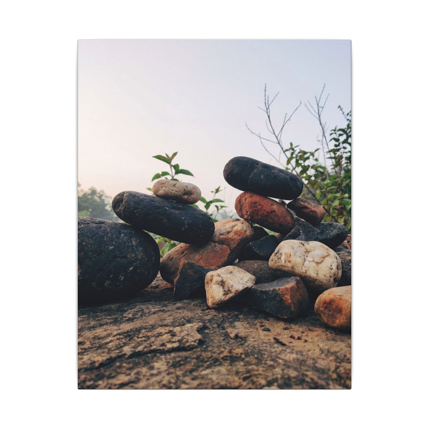River Stones Canvas Art | Spring Kintsugi Broken Beauty Art