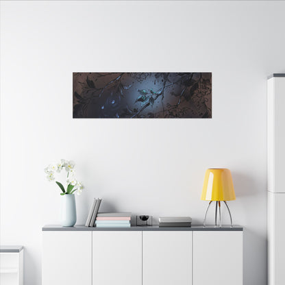 Bold Cherry Blossom Canvas Art - Charcoal Ink Dark Japandi