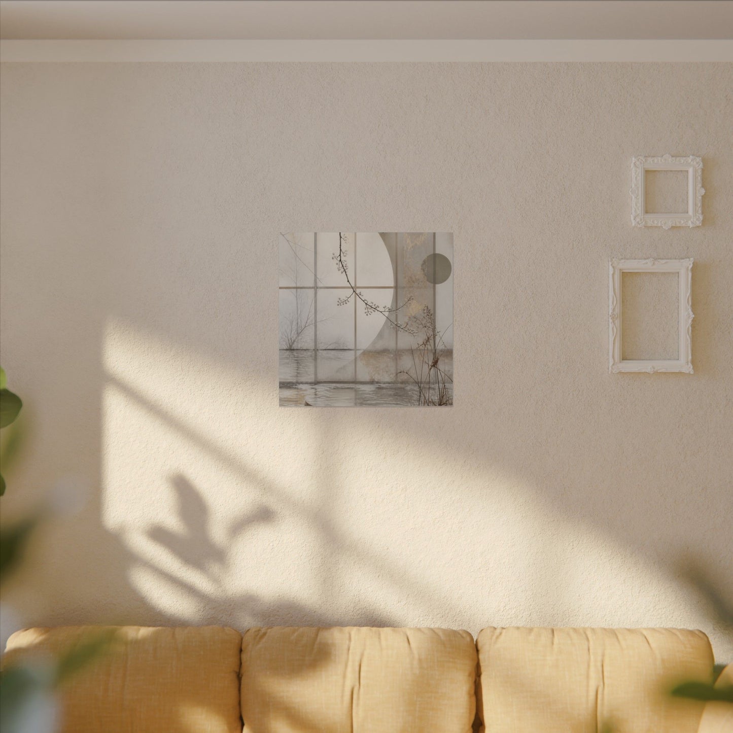 Winter Shoji Screen Japanese Pattern Canvas Art | Elegant Decor