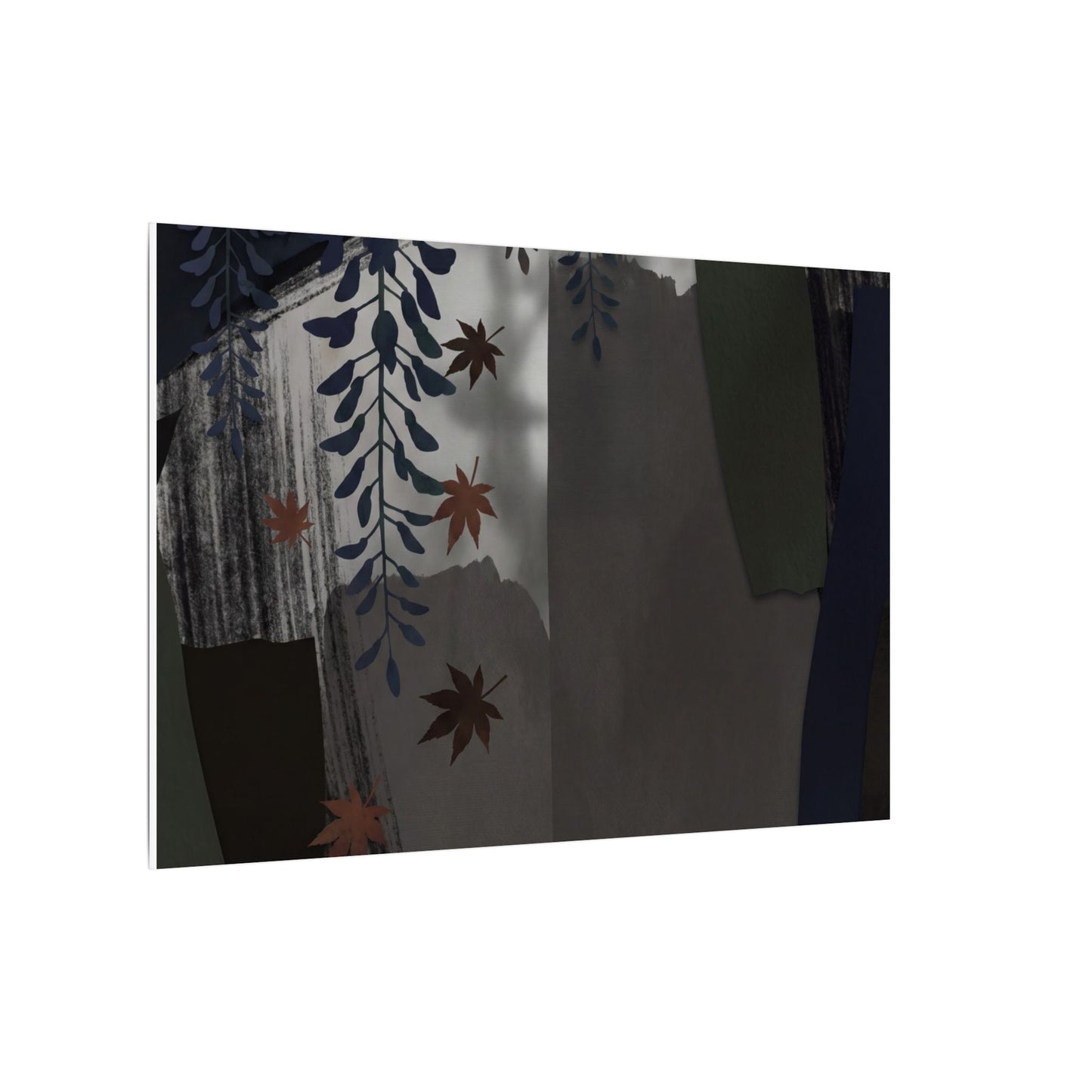 Wisteria Autumn Canvas Art | Dark Japandi Moody Design