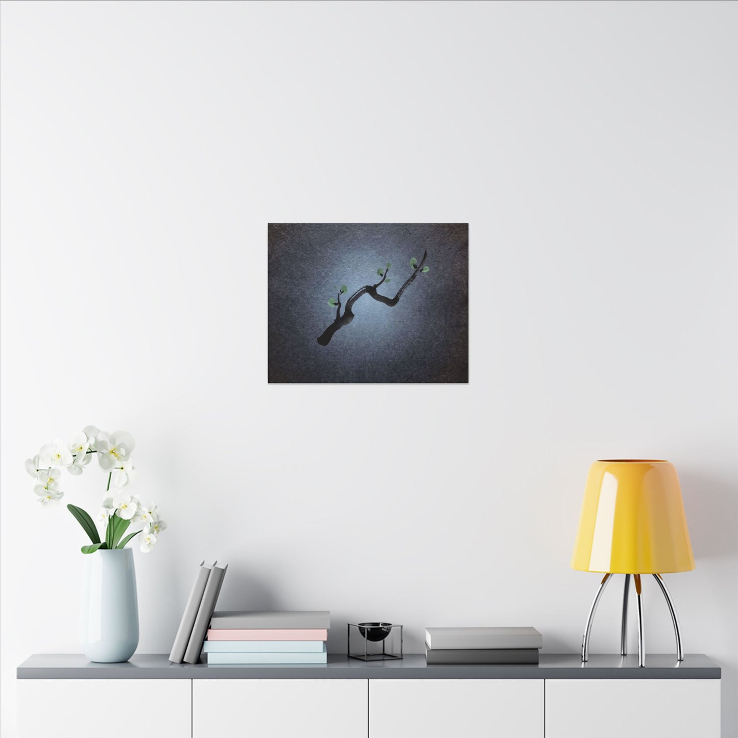 Ink Brushstroke Canvas Art | Spring Dark Japandi Moody Minimal Art