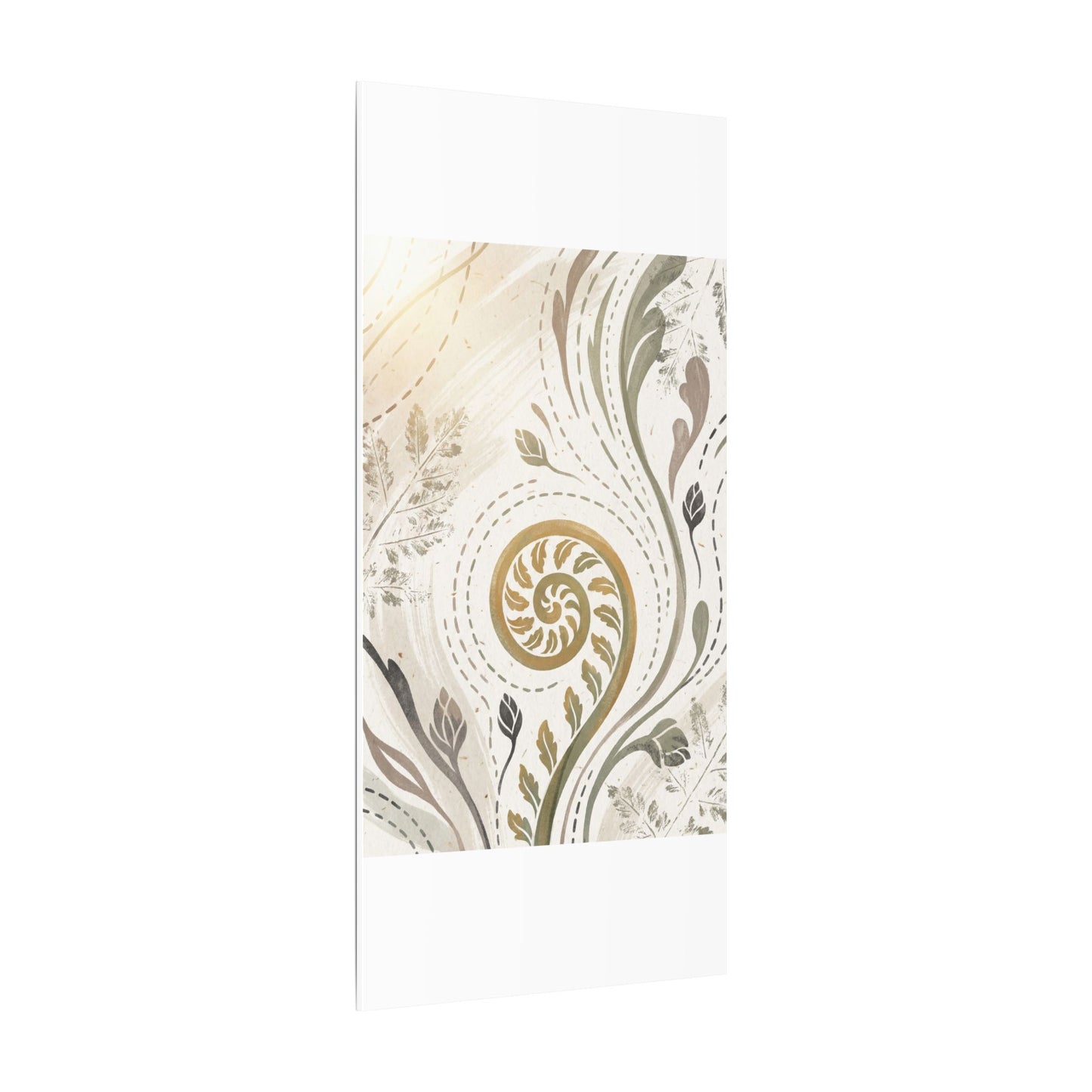 Japandi Fern Unfurling in Golden Hour | Japanese Pattern Canvas Art