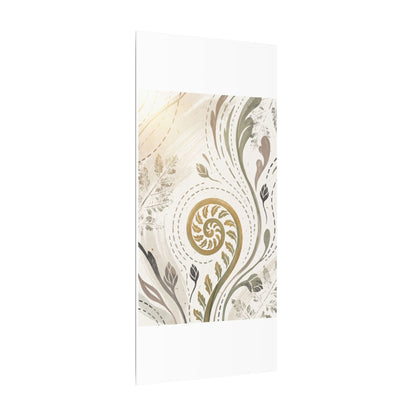 Japandi Fern Unfurling in Golden Hour | Japanese Pattern Canvas Art