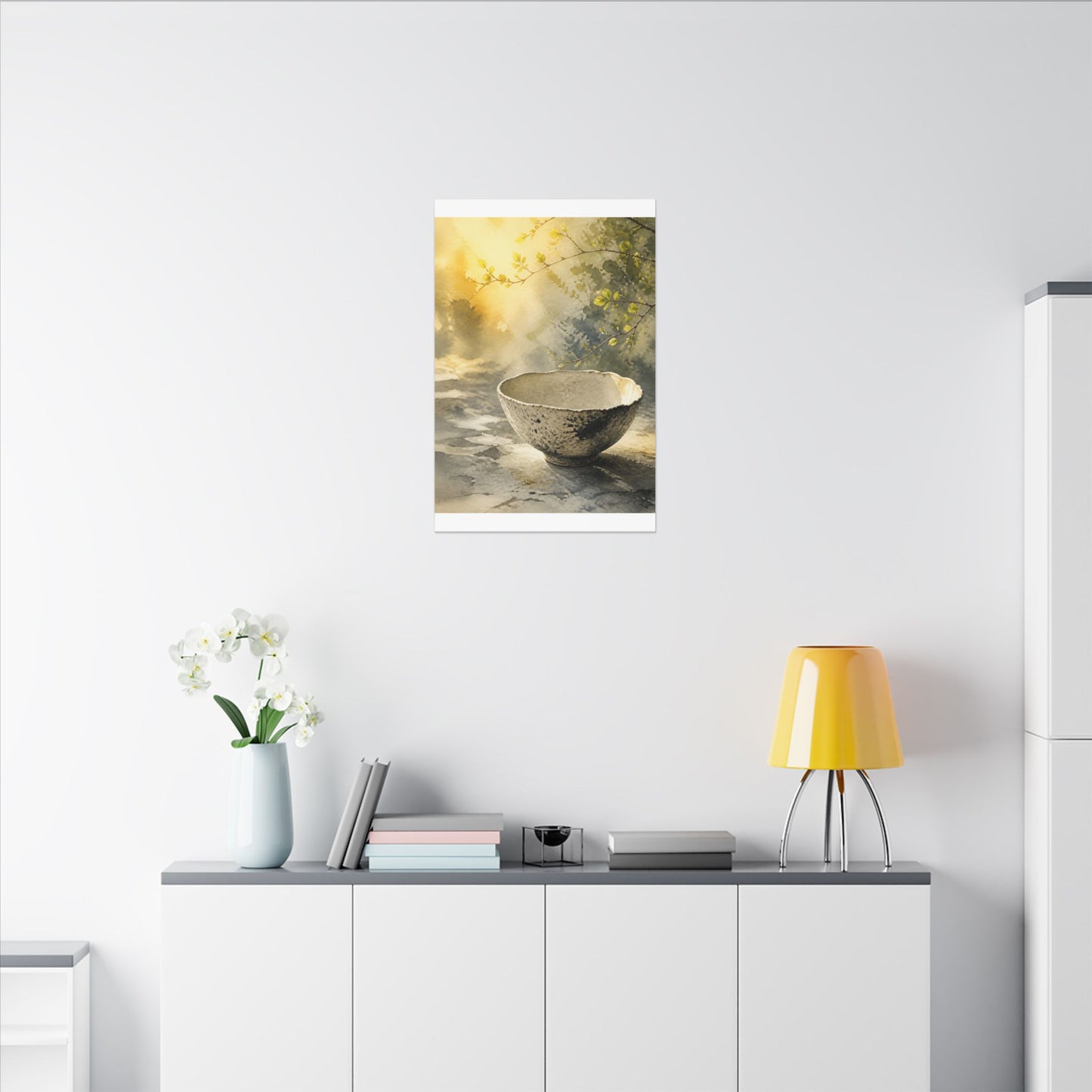 Cozy Ceramic Bowl Canvas Art - Watercolor Japandi