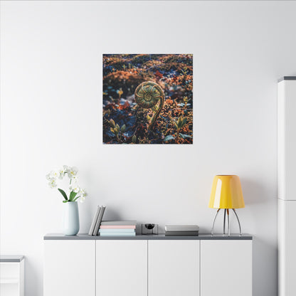 Kintsugi Fern Unfurling in Dappled | Gold Vein Canvas Art