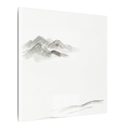 Winter Mountain Mist Minimal Line Canvas Art | Elegant Decor