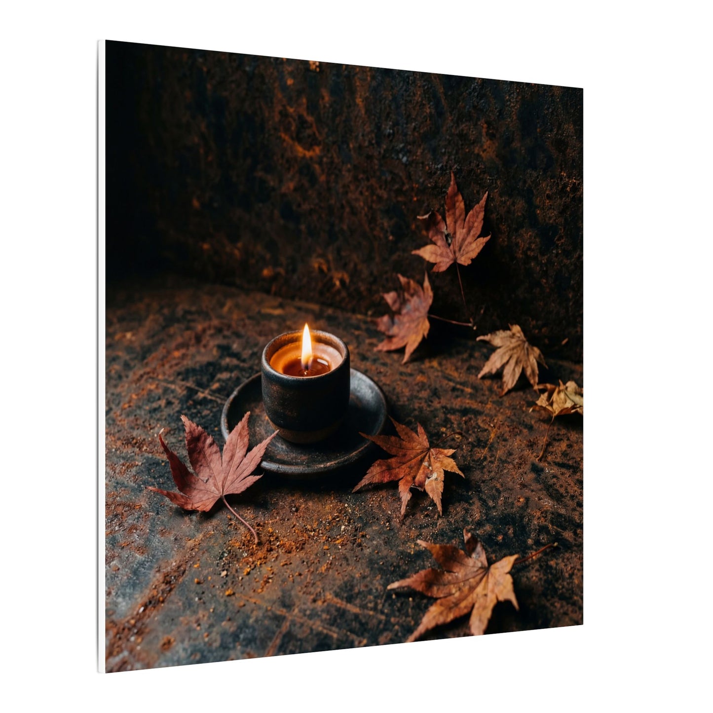 Dark Japandi Rust Patina in Candlelight | Shadow Zen Canvas Art