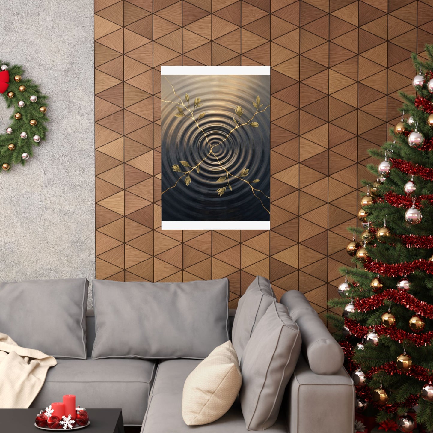 Kanso Water Ripple Wall Art Print - Kintsugi Gold Vein
