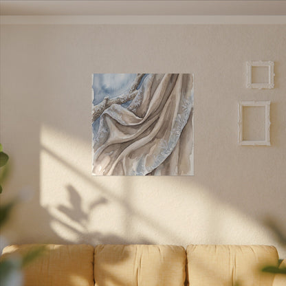 Silk Drape Winter Canvas Art | Japandi Cozy Design