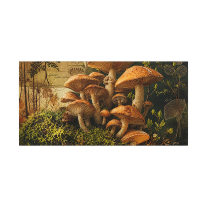 Spring Wild Mushrooms Herbarium Canvas Art | Earthy Decor