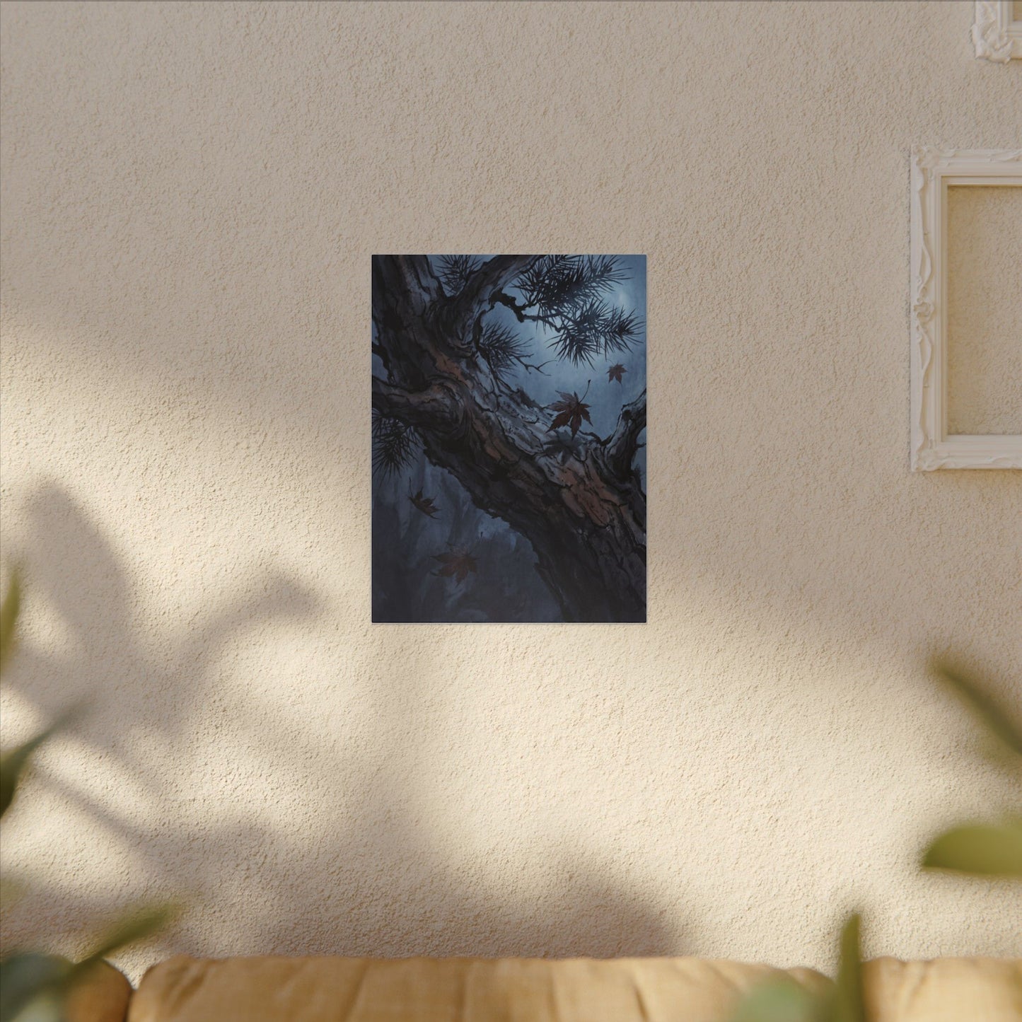 Atmospheric Pine Tree Canvas Art - Shadow Zen Dark Japandi