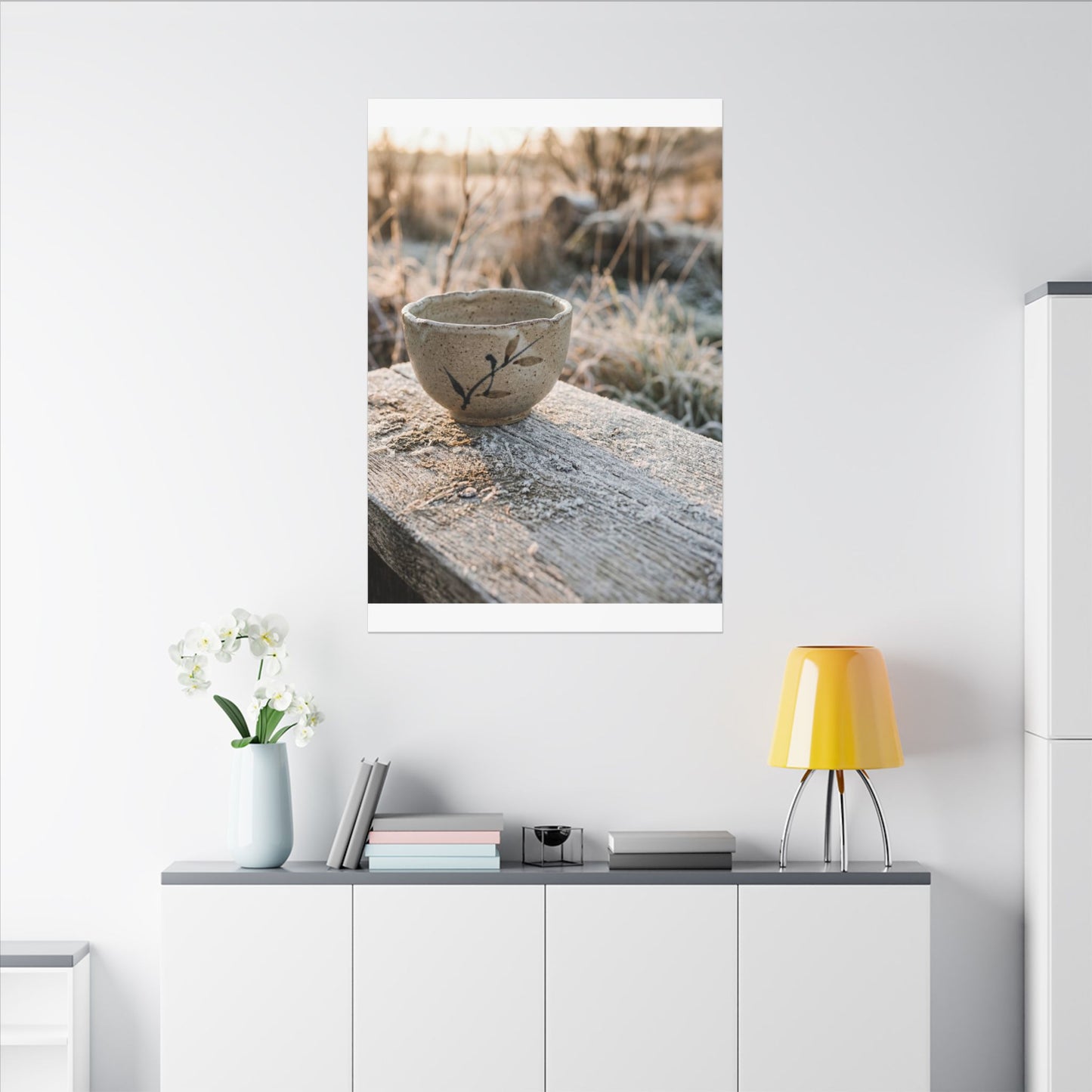 Golden Hour Ceramic Bowl Canvas Art - Japandi Ma