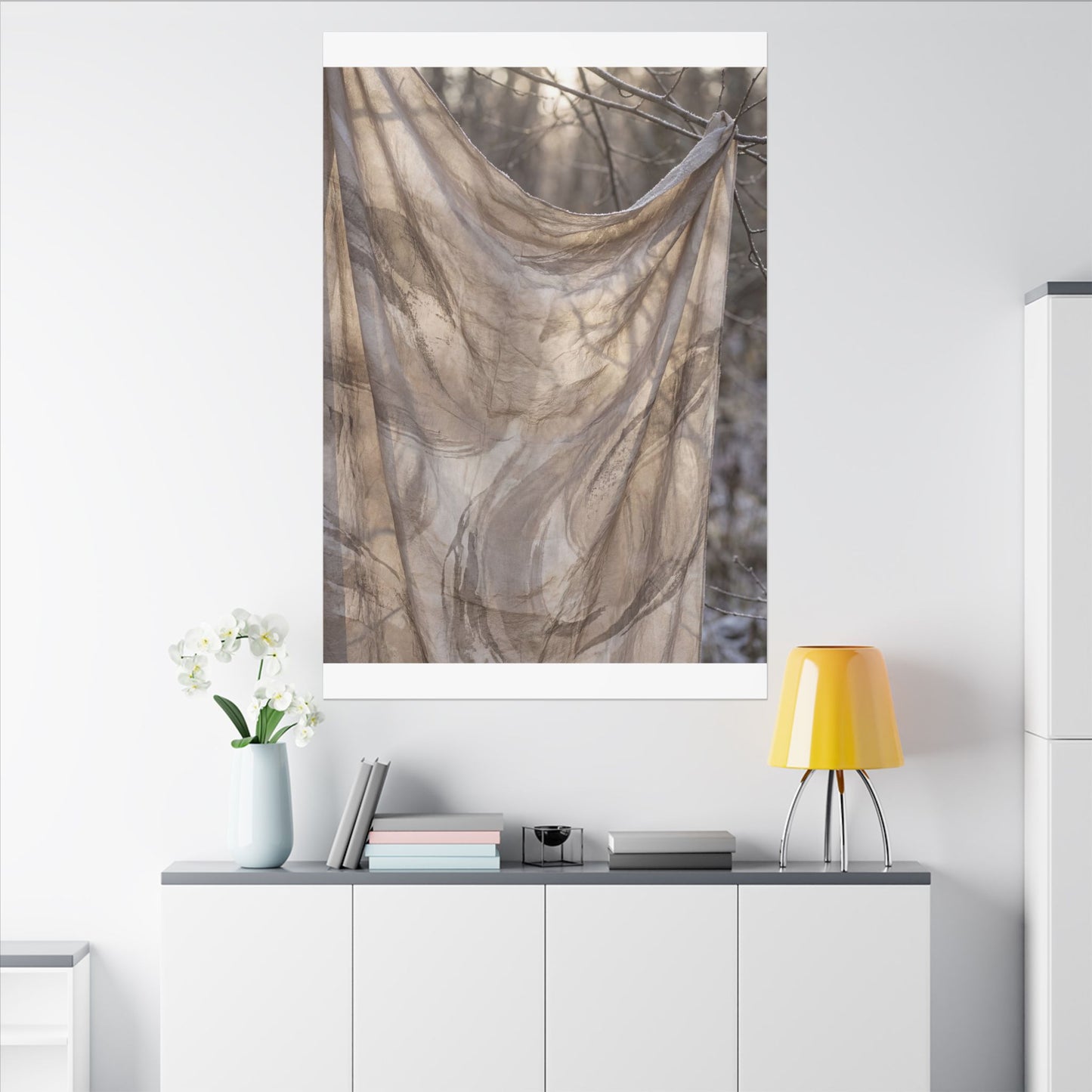 Ma Silk Drape Canvas Art - Japandi Japanese Pattern