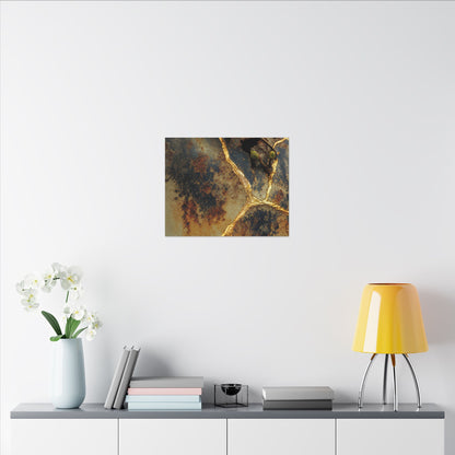 Datsuzoku Rust Patina Canvas Art - Kintsugi Crackle Gold