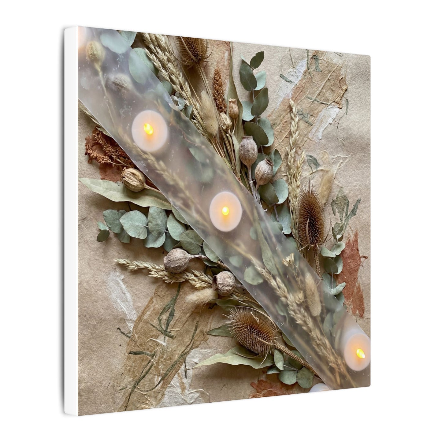 Candlelight Dried Flowers Canvas Art - Japandi Kanso