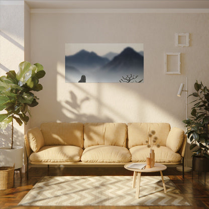 Mountain Mist Karesansui Canvas Art | Contemplative Zen Art