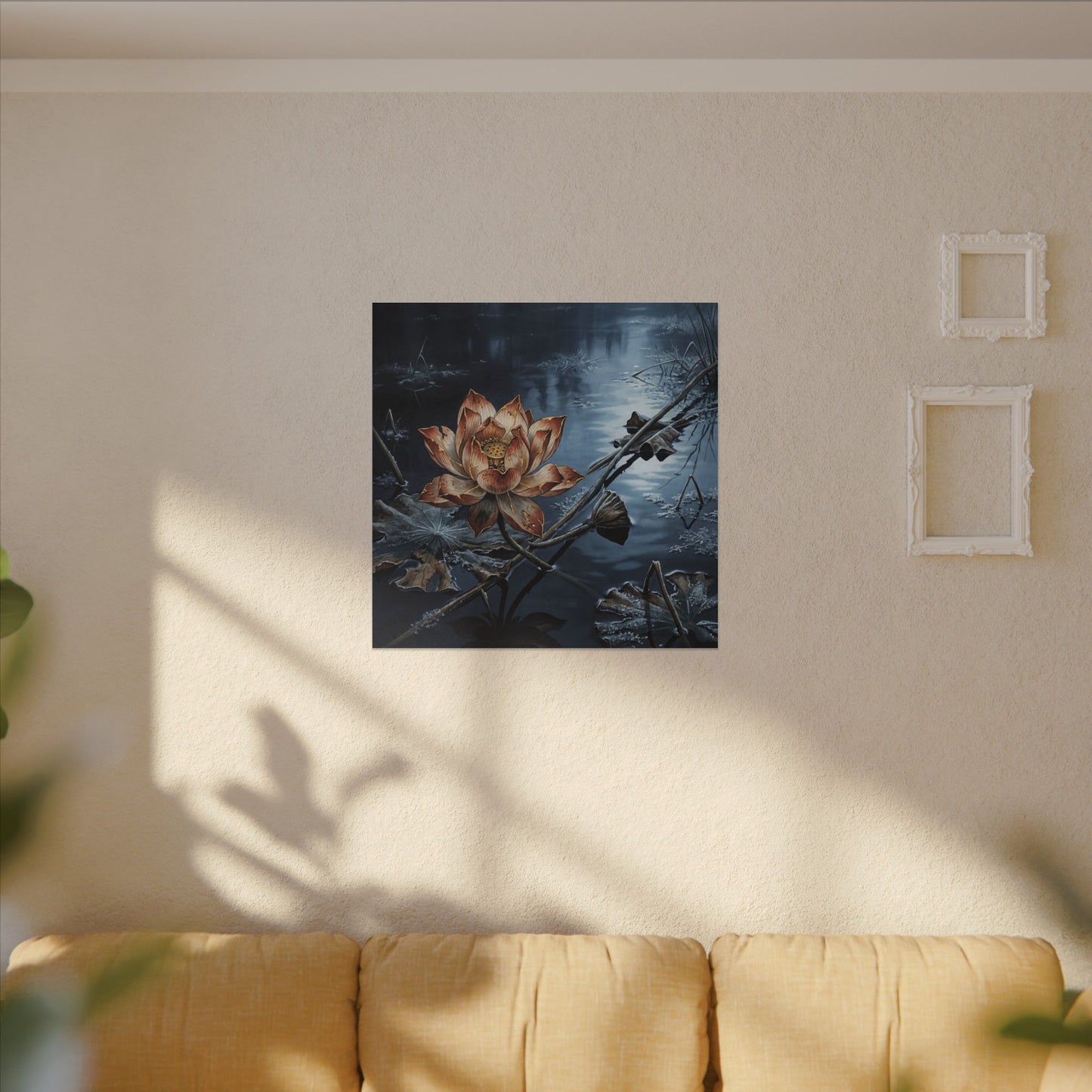 Winter Lotus Flower Broken Beauty Canvas Art | Healing Decor