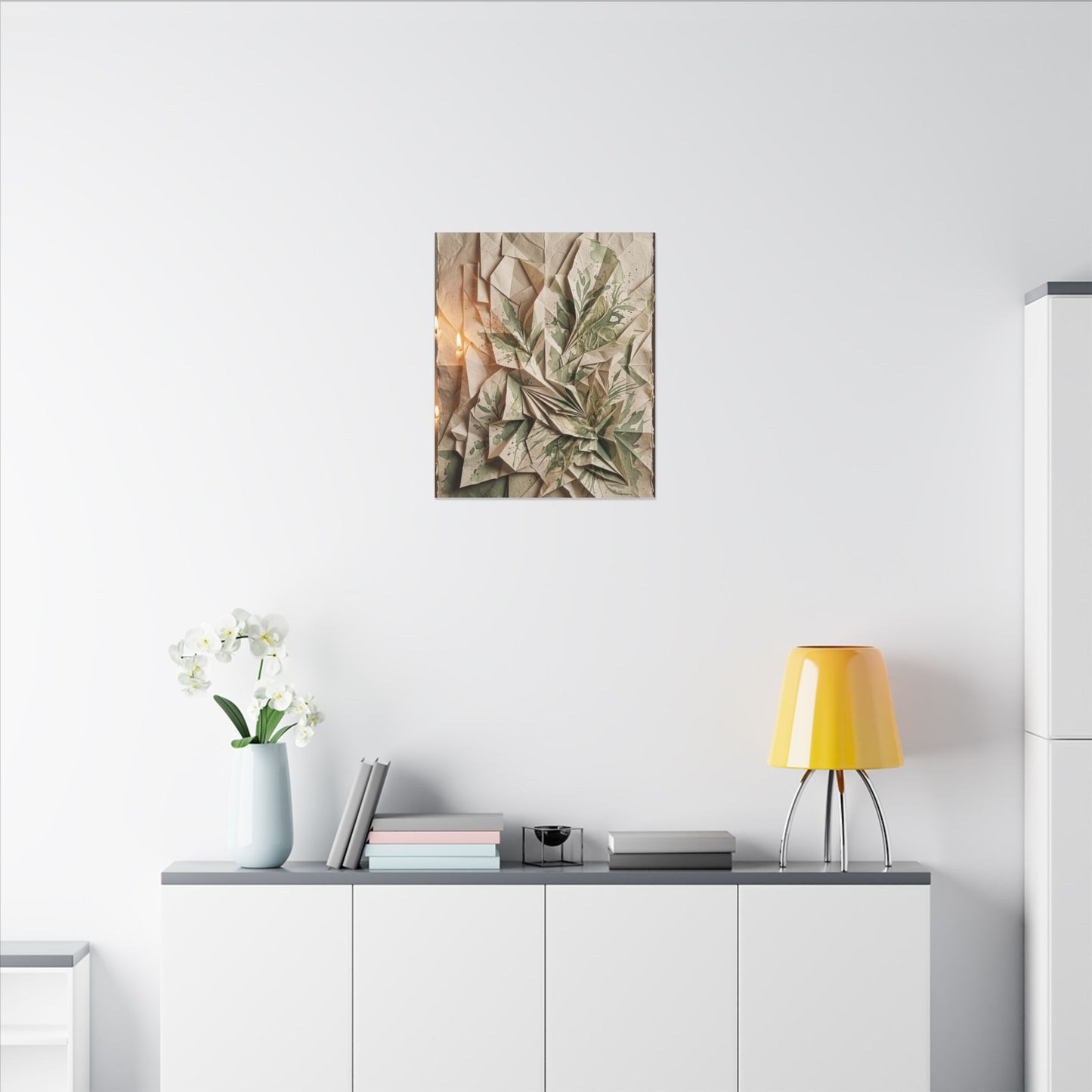 Japandi Paper Fold in Candlelight | Texture Canvas Art
