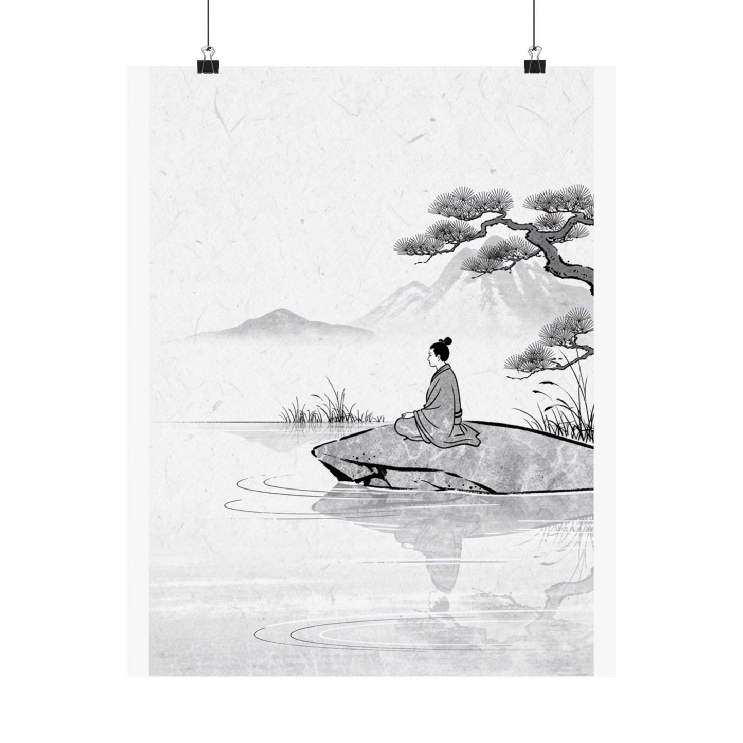 Meditation Harmonious Zen Ukiyo-e Wall Art Print | Meditation Harmonious Ukiyo E Inspired Art Print