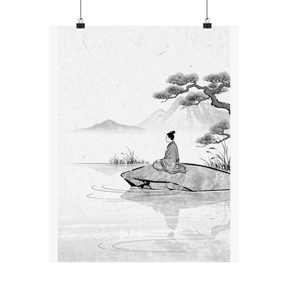 Meditation Harmonious Zen Ukiyo-e Wall Art Print | Meditation Harmonious Ukiyo E Inspired Art Print