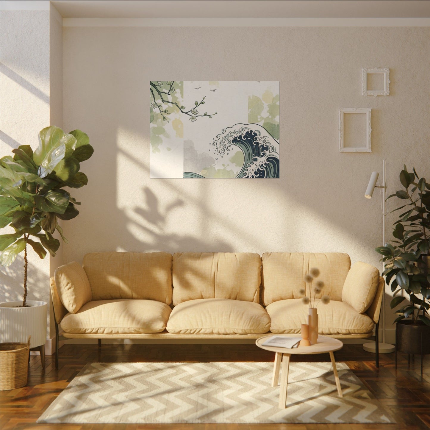 Spring Ocean Wave Ukiyo E Inspired Canvas Art | Serene Decor