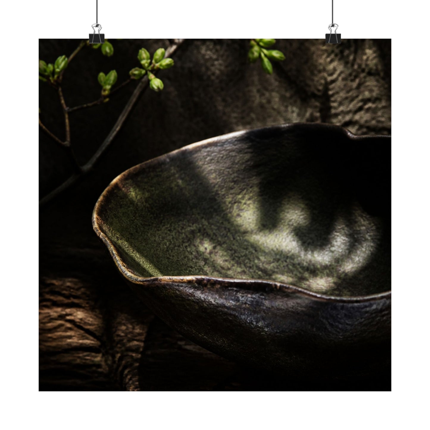 Dappled Ceramic Bowl Wall Art Print - Dark Japandi Fukinsei