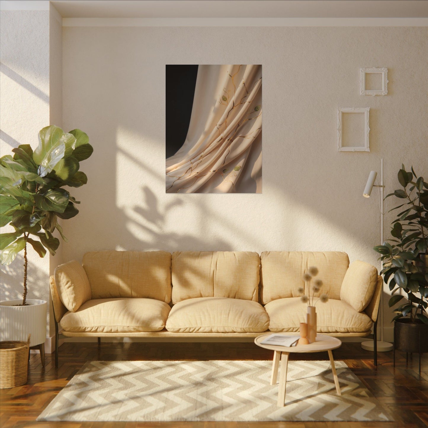 Golden Hour Silk Drape Canvas Art - Kintsugi Fukinsei