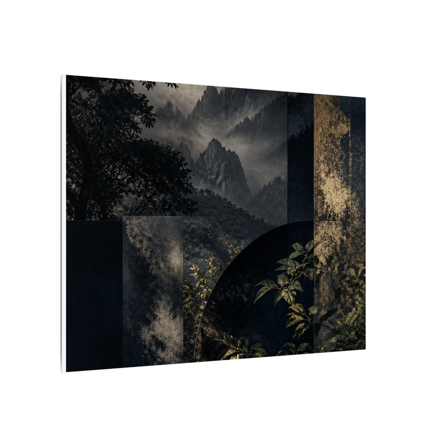 Mountain Mist Summer Canvas Art | Dark Japandi Atmospheric Design