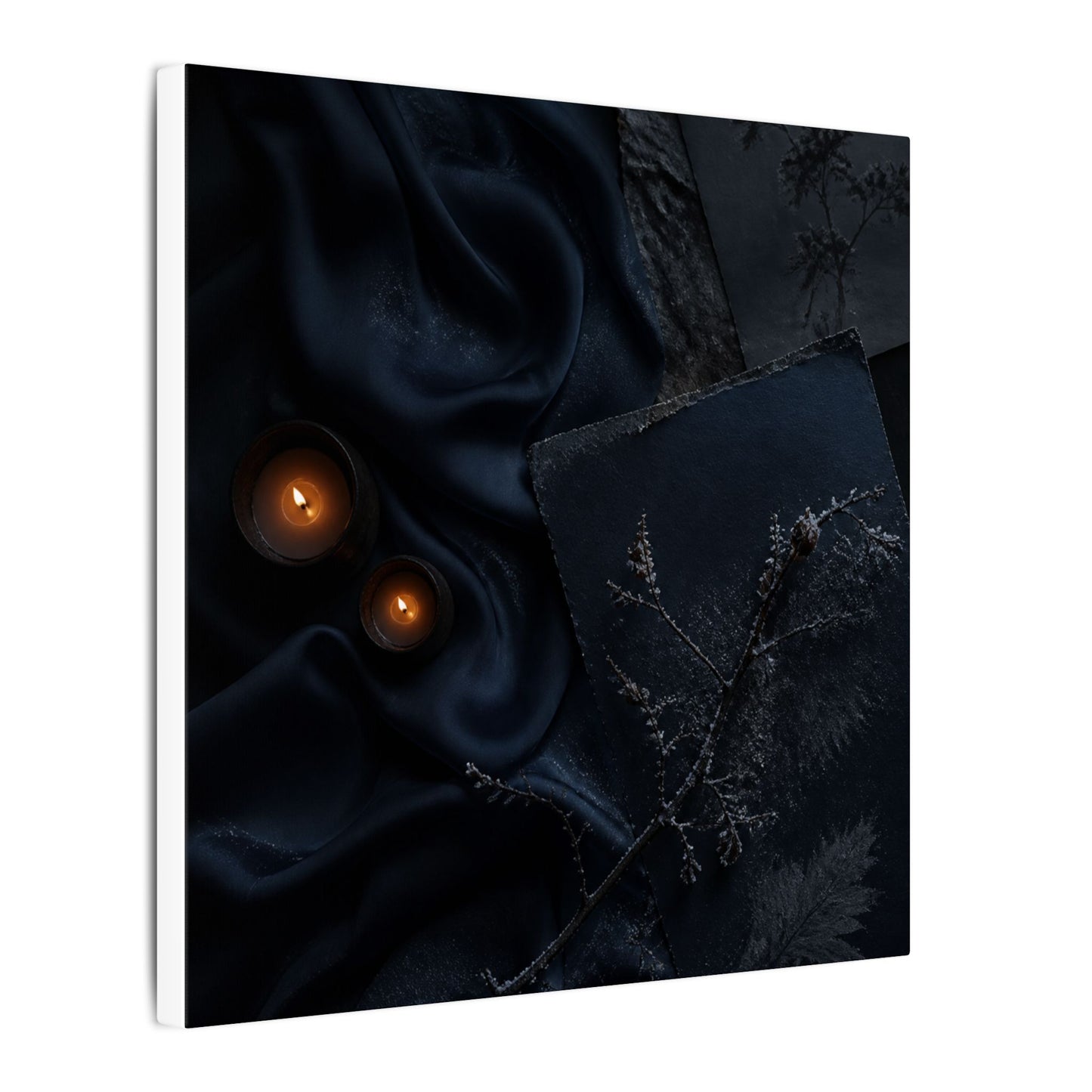 Candlelight Silk Drape Canvas Art - Dark Japandi Kanso