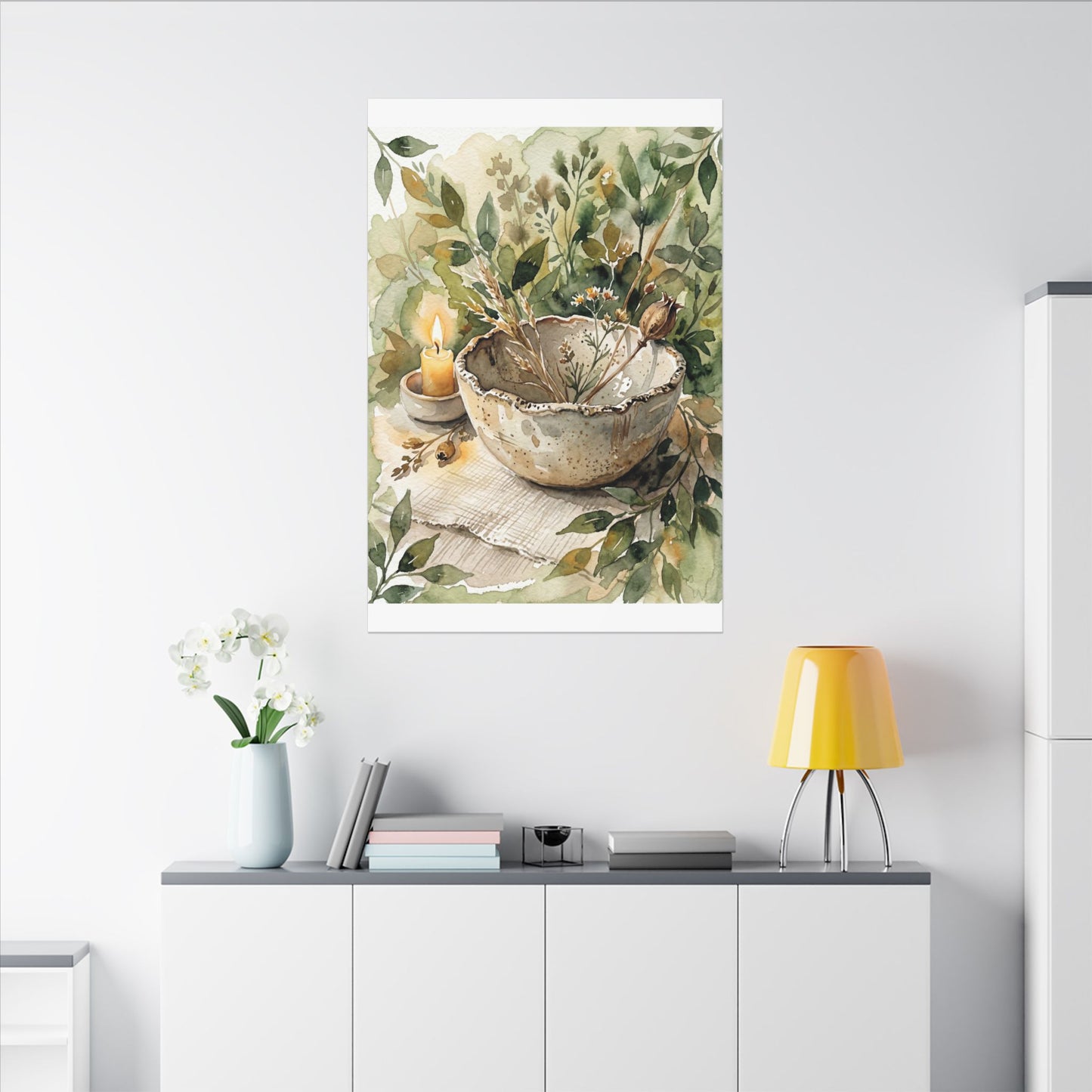 Ceramic Bowl Summer Canvas Art | Japandi Elegant Design