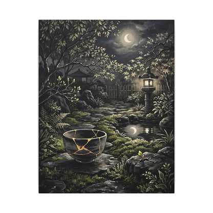 Kintsugi Moonlit Garden in Dappled | Gold Repair Canvas Art