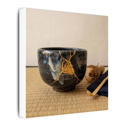 Kanso Tea Ceremony Canvas Art - Kintsugi Gold Vein