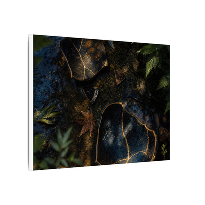Dark Japandi Broken Pottery in Dappled | Shadow Zen Canvas Art