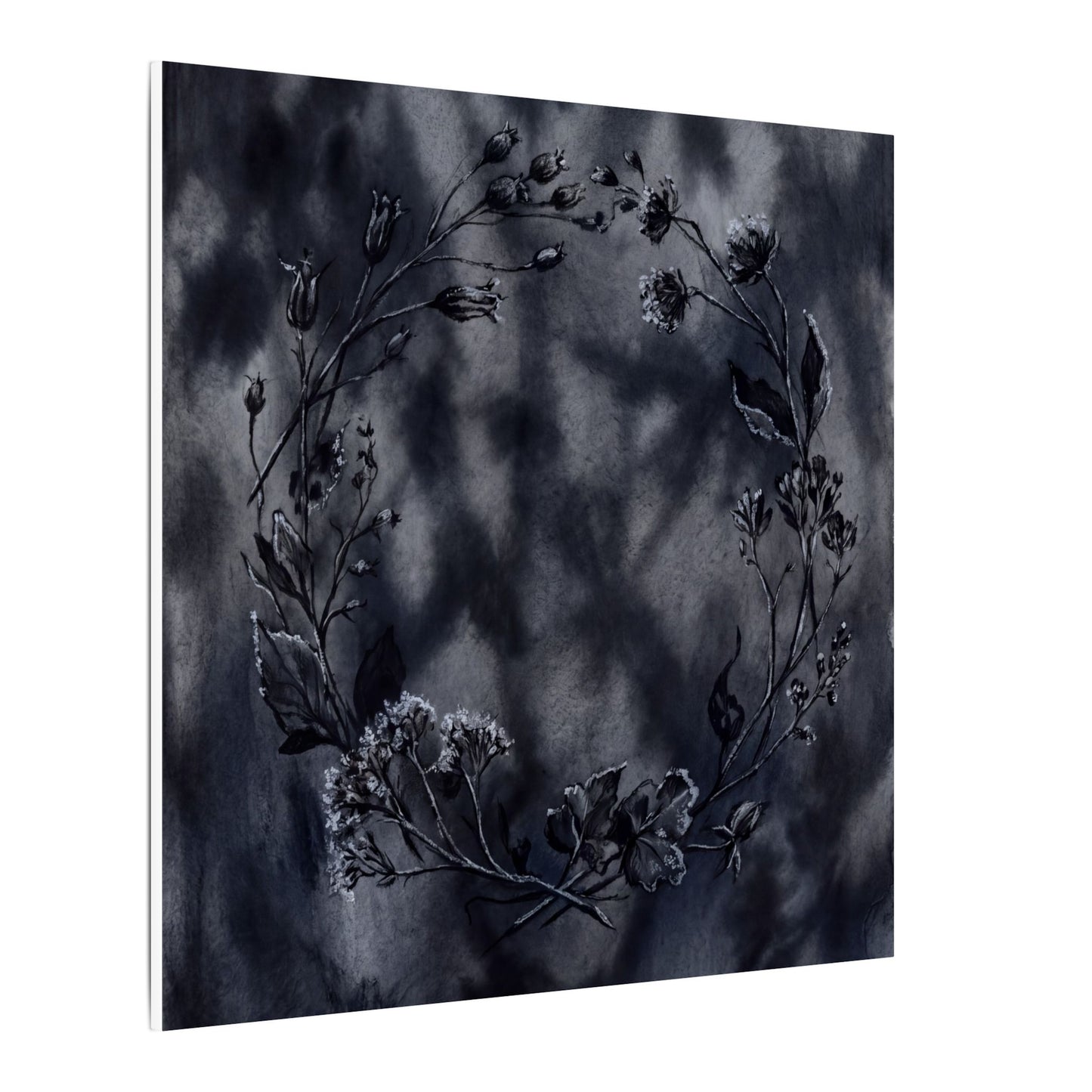 Dried Flowers Canvas Art | Winter Dark Japandi Shadow Zen Art