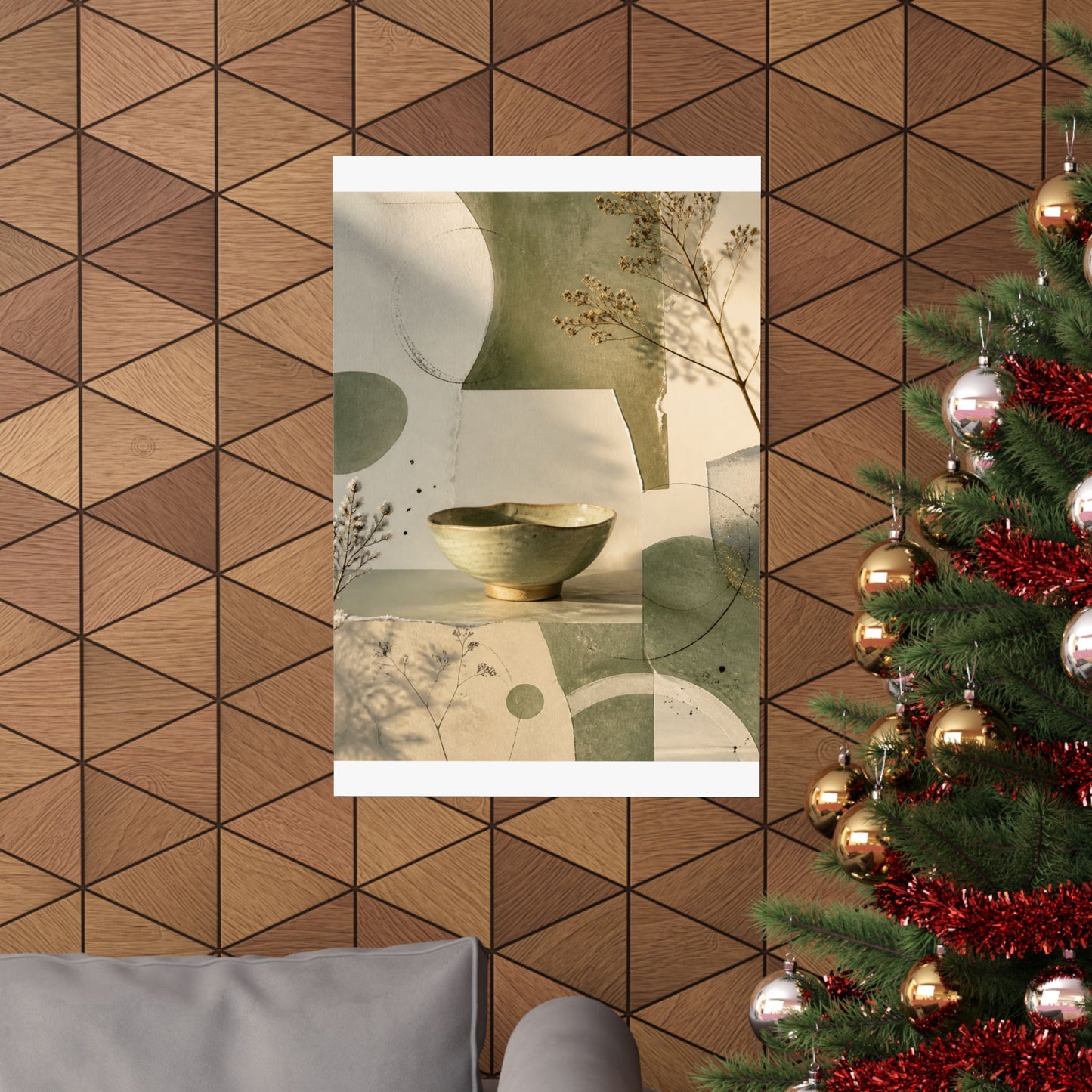 Ma Ceramic Bowl Wall Art Print - Japandi Minimal Line