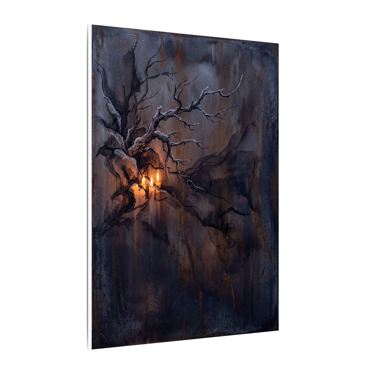 Winter Rust Patina Charcoal Ink Canvas Art | Atmospheric Decor