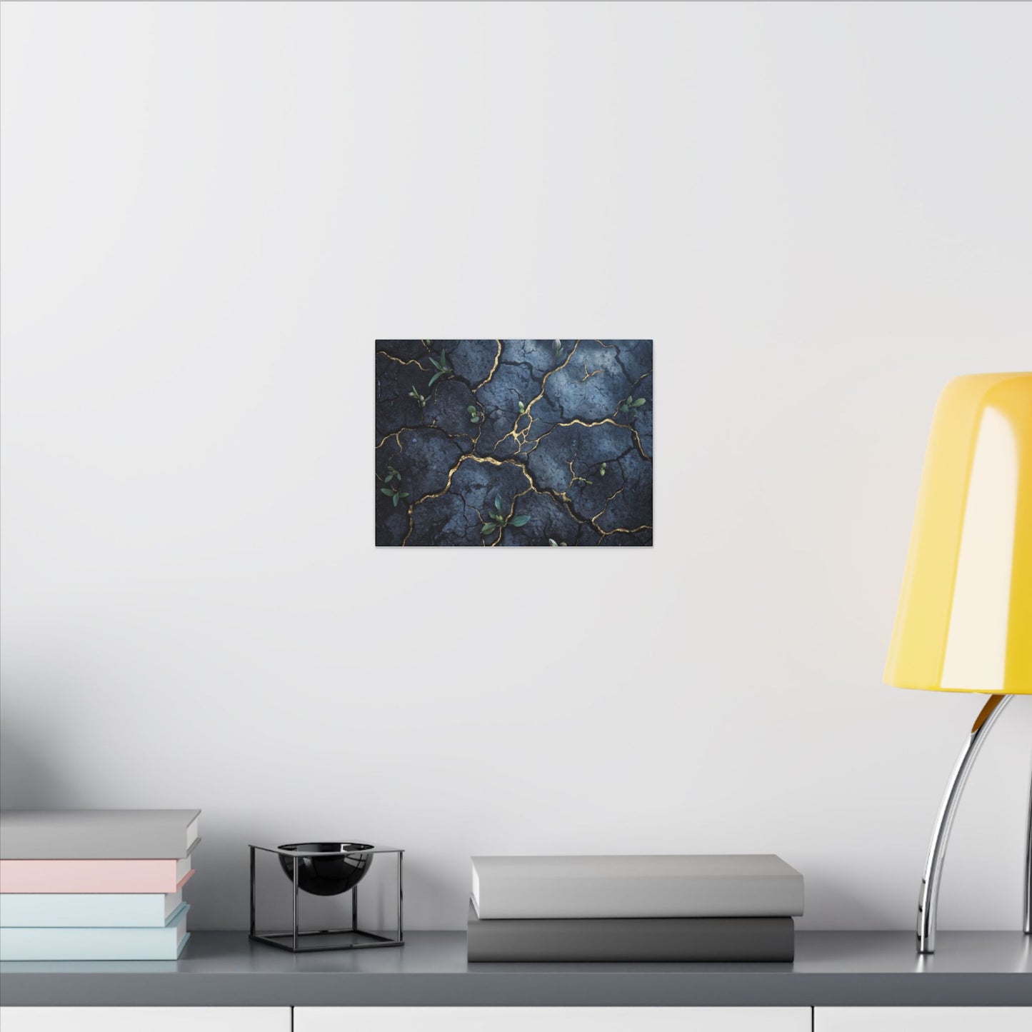 Cracked Earth Spring Canvas Art | Kintsugi Healing Design