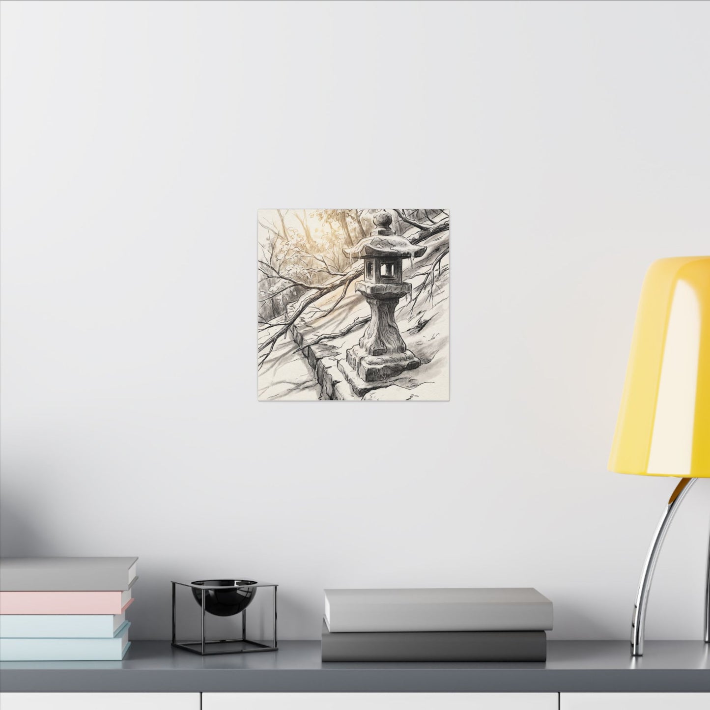Golden Hour Stone Lantern Canvas Art - Japandi Kanso