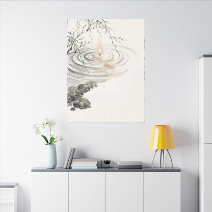 Water Ripple Sumi E Canvas Art | Tranquil Zen Art
